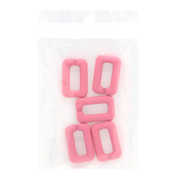 ビーズ 『アクリルパーツ チェーン四角マット ピンク 約29mm×19mm 10