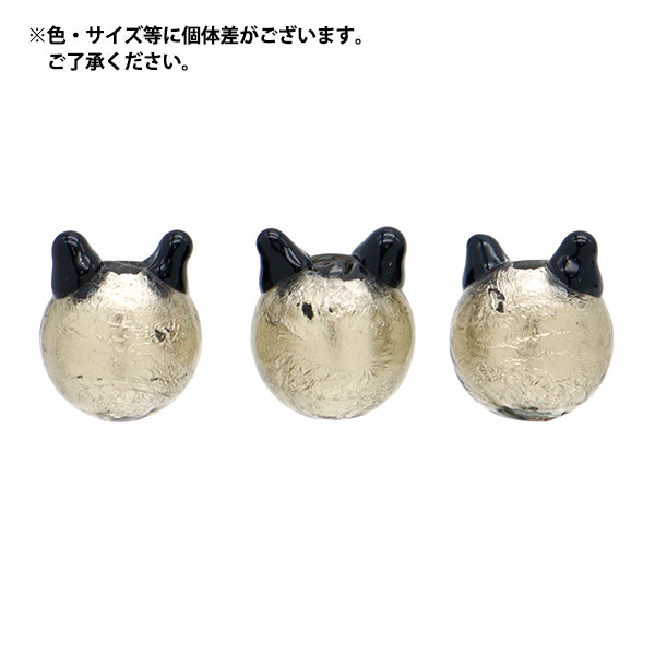 アクセサリー素材 『ネコガラスビーズ 2個入り グレー 6-6635-08