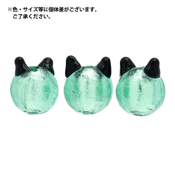 Accessory material "Cat glassBeads 2 pieces emerald green 6-6635-11]