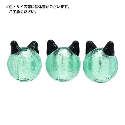 Accessory material "Cat glassBeads 2 pieces emerald green 6-6635-11]