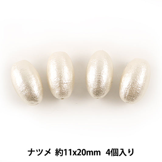 Cuentas "Cotton Pearl Natsume White aproximadamente 11 x 20 mm 4 piezas"