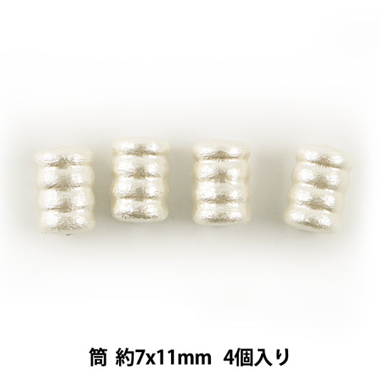 Cuentas "Tubo de perla de algodón blanco alrededor de 7 x 11 mm 4 piezas"