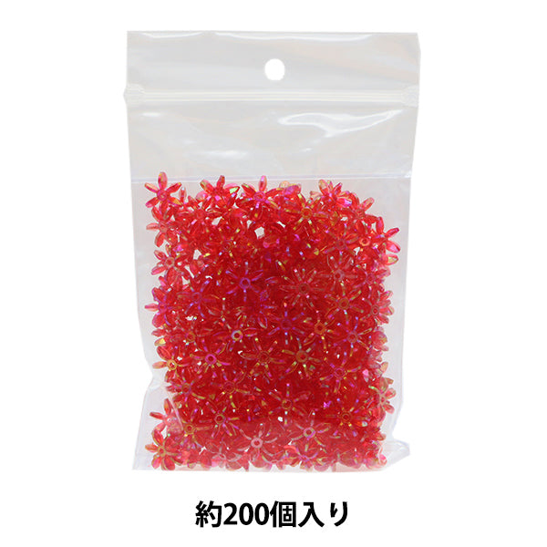 Cuentas "Flower Beads Ancho alrededor de 1.4 cm 4 No. 4 Color Rojo"