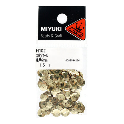 Sequin "Sequins, Tortoise shell, color, gold, approx. 6mm, H102" MIYUKI