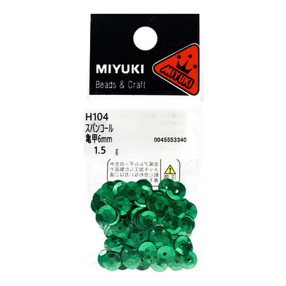 Sequin "Sequins, Tortoise shell, color, green, approx. 6mm, H104" MIYUKI