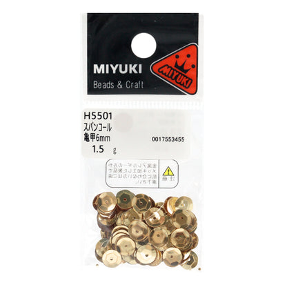 Sequin "Sequins, Tortoiseshell, Color, Light Gold, Approx. 6mm, H5501" MIYUKI