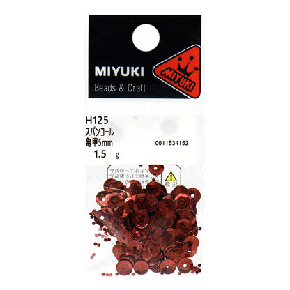 Sequin "Sequins, Tortoiseshell, Color, Red, Approx. 5mm, H125" MIYUKI