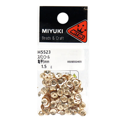 Sequin "Sequins, Tortoiseshell, Color, Light Gold, Approx. 5mm, H5523" MIYUKI