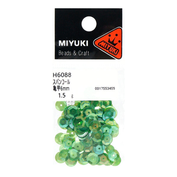 Sequin "Sequins, Tortoiseshell, Rainbow, Green, Approx. 6mm, H6088" MIYUKI