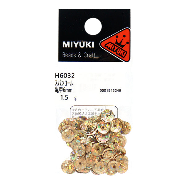 スパンコール 『スパンコール 亀甲 プリズム ゴールド 約6mm H6032