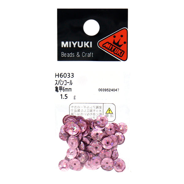 스팽글 『스팽글 거북이 쉘 프리즘 핑크 약. 6mm H6033" 미유키