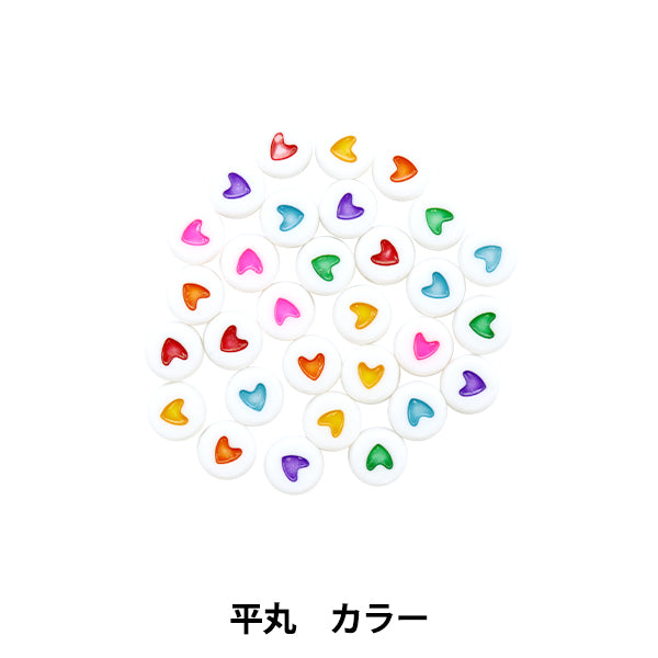 Perles "acryliquePerles Coeur Hiramaru Color 30 pièces BE1365-XXX"