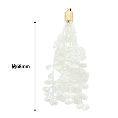 수예부품 "Tassel 레이스 화이트/골드 약 68mm TA0128"