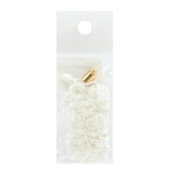 수예부품 "Tassel 레이스 화이트/골드 약 68mm TA0128"