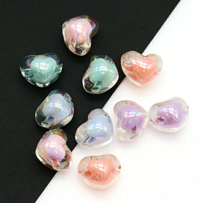 Perle "perle colorate acriliche mix di cuore circa 12 mm x 15mm 5 colori x 2 pezzi ciascuno BE1662-xxx"