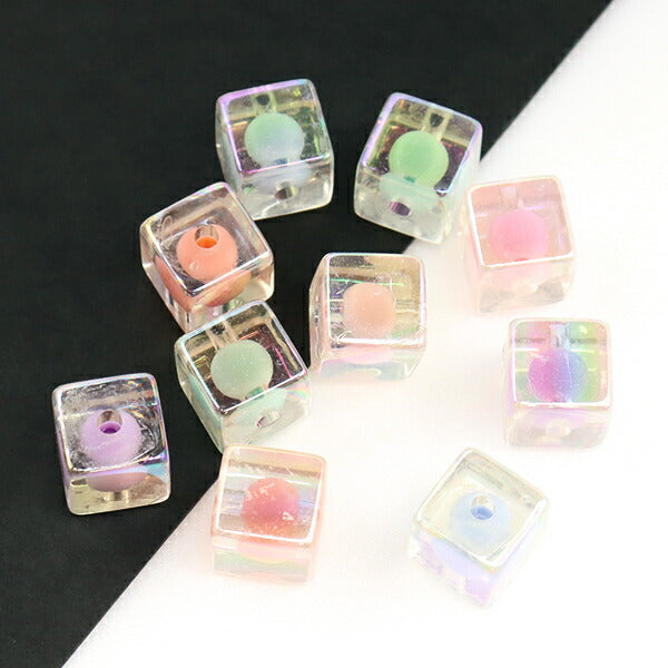 ビーズ 『アクリルカラフルビーズ キューブ ミックス 約12mm 5色×各2個入り BE1663-XXX』