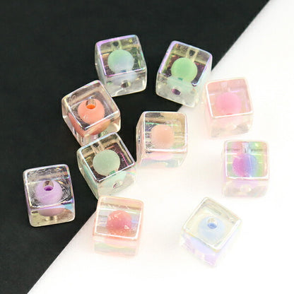 ビーズ 『アクリルカラフルビーズ キューブ ミックス 約12mm 5色×各2個入り BE1663-XXX』