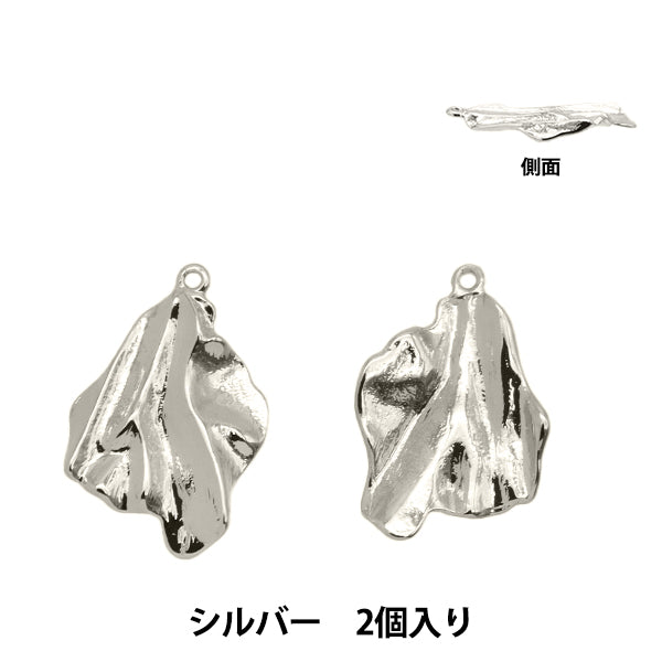 アクセサリー素材 『メタルパーツ ウェーブ カン付 2個入り シルバー