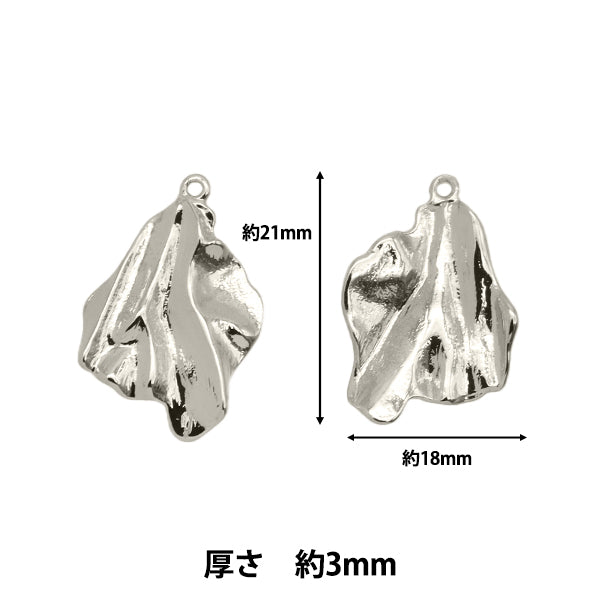 アクセサリー素材 『メタルパーツ ウェーブ カン付 2個入り シルバー