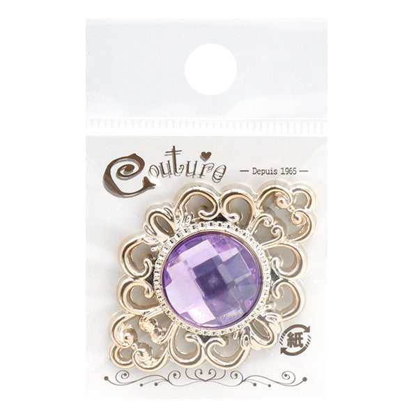 Handicraft parts "Bijou center part 35mm x 50mm purple OSA-13" Terai