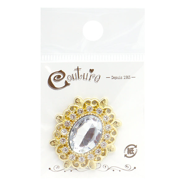 Handicraft parts "Bijou center part 36mm x 30mm crystal OSG-6" Terai