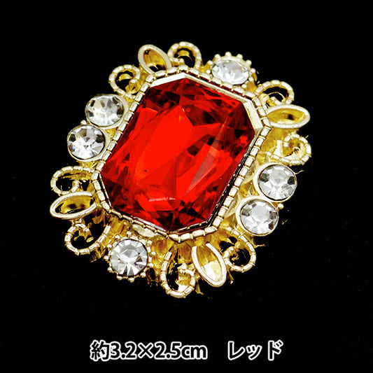 手工艺品零件“ Bijou Center Part 32mm x 25mm红色OSG-13” Terai