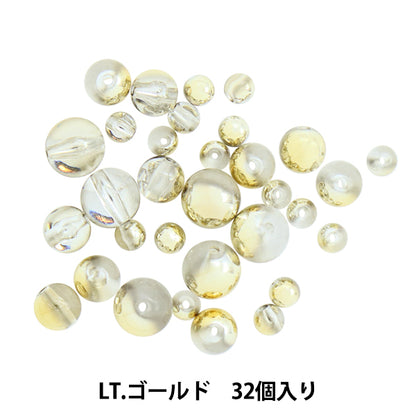 ビーズ 『アクリルビーズ ラウンドキャルMIX LT.ゴールド 32個入り』
