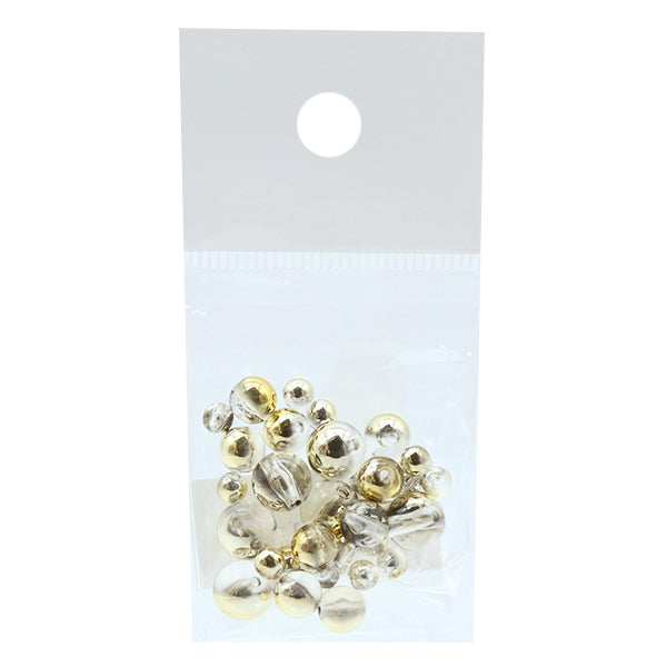 ビーズ 『アクリルビーズ ラウンドキャルMIX LT.ゴールド 32個入り』