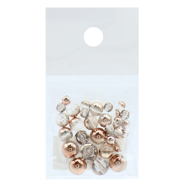 Perline "acrilicoPerline Round Cal Mix rosa oro 32 pezzi]