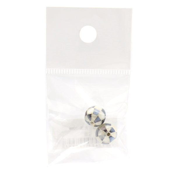 Material de accesorios "Bola redonda de carcasa de mosaico 10 mm gris múltiple 2 piezas"