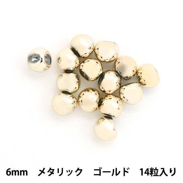 ビーズ 『アクリルパーツ 鈴丸 メタリック 14個入り ゴールド 6mm