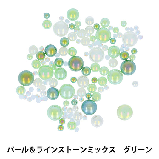 قطع الأعمال اليدوية “مزيج اللؤلؤ وحجر الراين باللون الأخضر DW-09” KIYOHARA