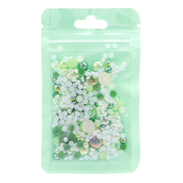 قطع الأعمال اليدوية “مزيج اللؤلؤ وحجر الراين باللون الأخضر DW-09” KIYOHARA