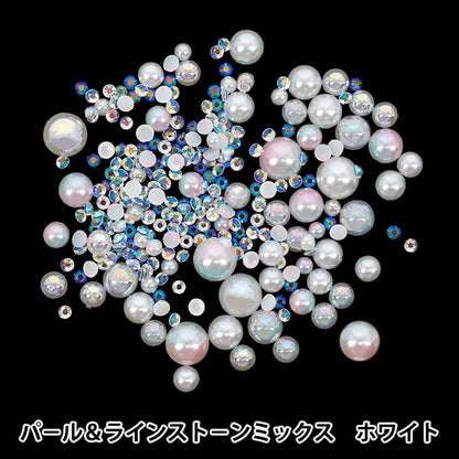 手工艺品零件 "珍珠和水钻混合白色DW-09"