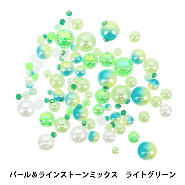 Piezas de artesanía "Mezcla de perlas y diamantes de imitación verde claro DW-09"