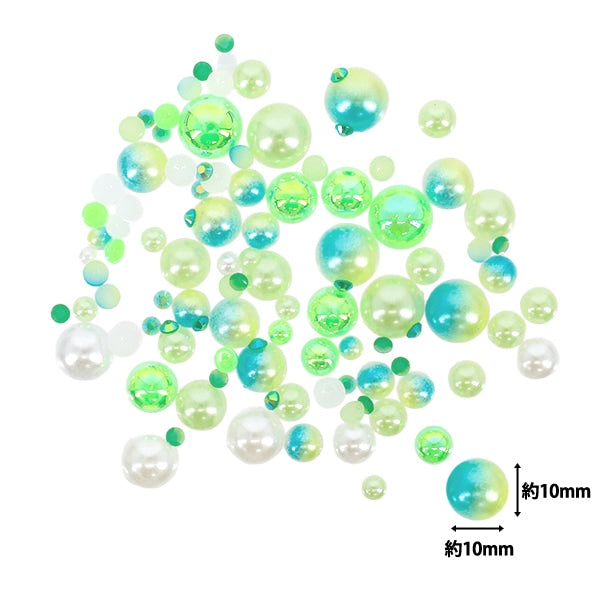 Piezas de artesanía "Mezcla de perlas y diamantes de imitación verde claro DW-09"