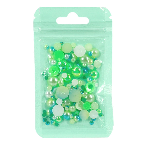 Piezas de artesanía "Mezcla de perlas y diamantes de imitación verde claro DW-09"