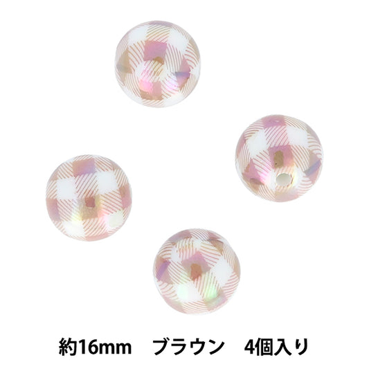 Craft parts "Paint"Beads checkBeads 16mm Brown PTB-09" KIYOHARA