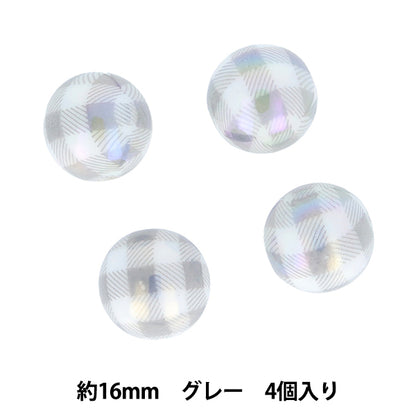 Craft parts "Paint"Beads checkBeads 16mm Grey PTB-09" KIYOHARA