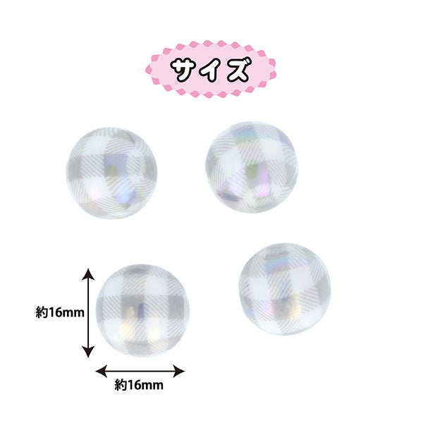 Craft parts "Paint"Beads checkBeads 16mm Grey PTB-09" KIYOHARA