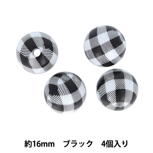 Craft parts "Paint"Beads checkBeads 16mm Black PTB-09" KIYOHARA