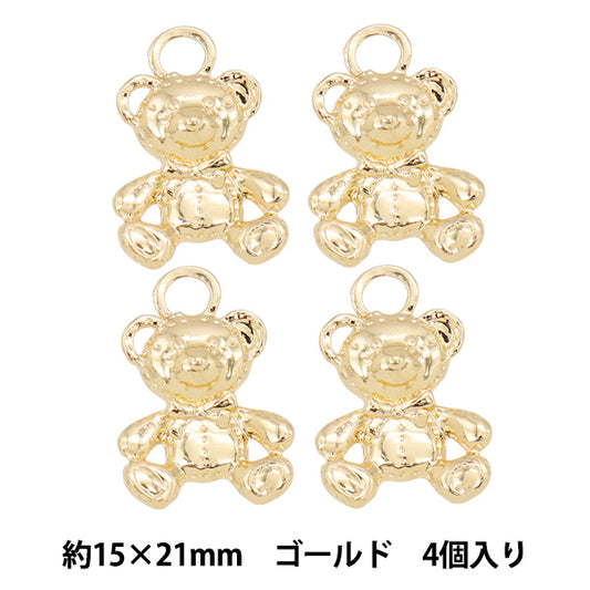 アクセサリー素材 『チャーム くま ゴールド 4個入り M12646-G』