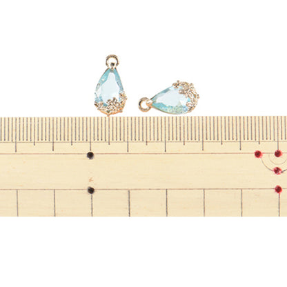 Matériel accessoire "Bijou Flower Parts Drop Gold Aqua 2 pièces GN-28-20S-03G"