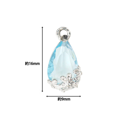 Accessoire Material "Bijou Blumenteile Drop 2 Stücke Silber x Aqua GN-28-20S-03S"