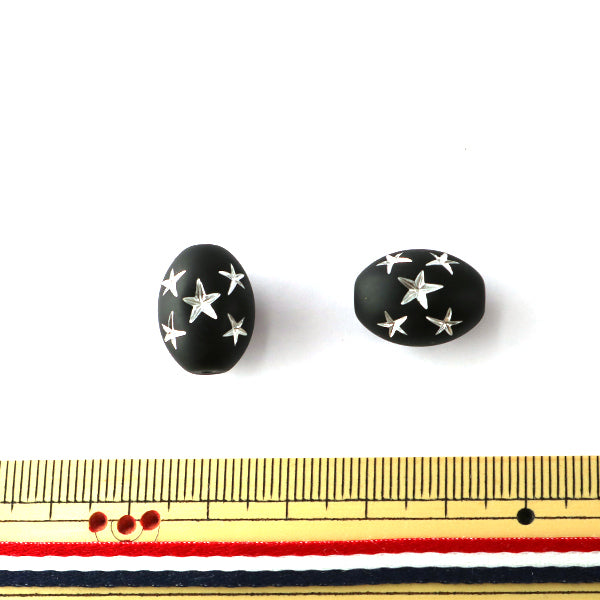 ГерманияБисер "Звездный бусин овальный черный серебро 16 мм x 12 мм 2 таблетки"