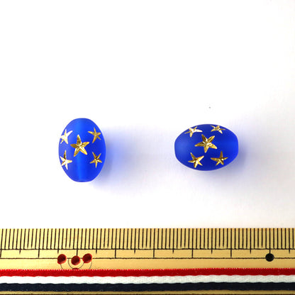 صنع في ألمانياخرز "خرز نجمي بيضاوي ذهبي أزرق 16 مم × 12 مم 2 خرزة"