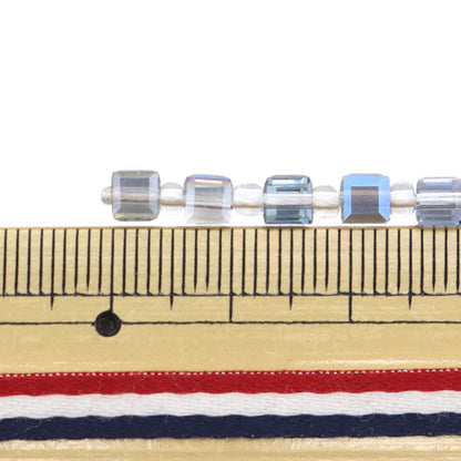 خرز "زجاج"خرز مكعب قطع 4 مم أزرق AB Jin24-G-78"