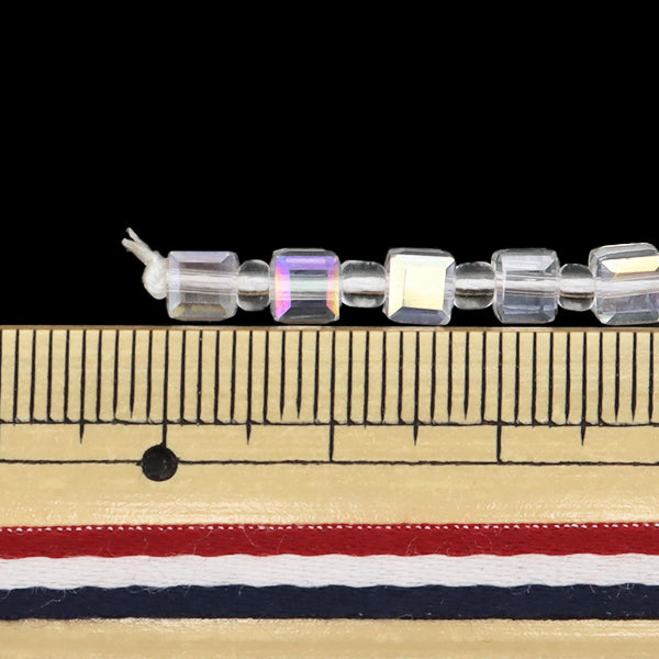 خرز "زجاج"خرز قطع المكعب 4MM Crystal AB JIN24-G-151AB"