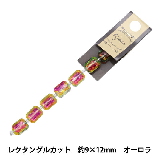 خرز "زجاج"خرز Rectangle Cut 9x12mm Aurora Jin24-G-41"