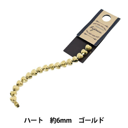 ビーズ 『ガラスビーズ ハート 約6mm ゴールド JAN25-10-Q』